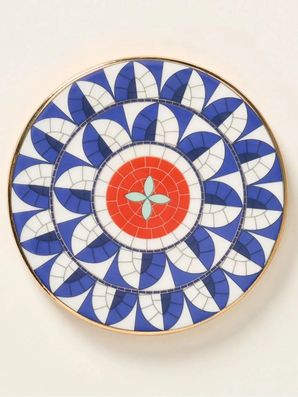 Anthropologie Bistro Tile Stoneware 24k Gold Accent Italia Coaster